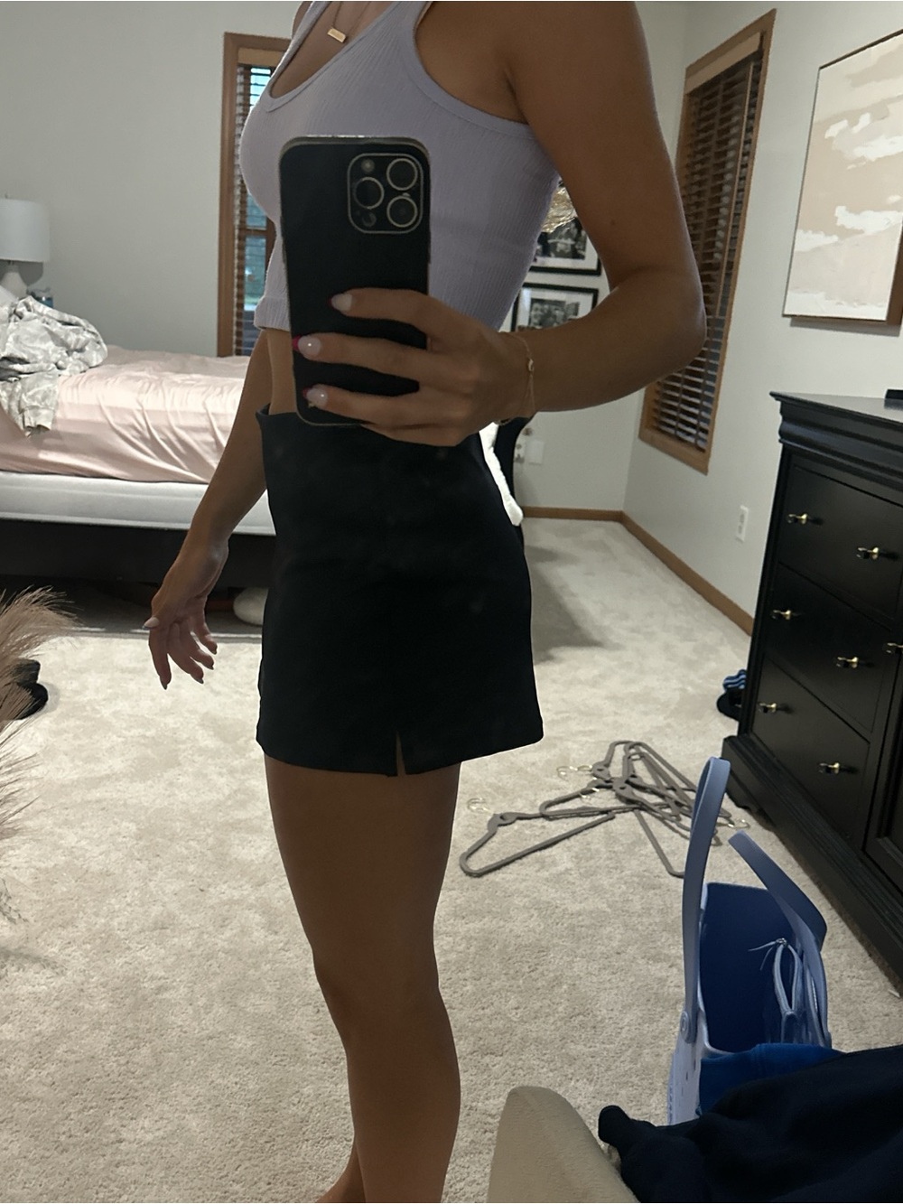Black Mini Skirt with Small Side Slit